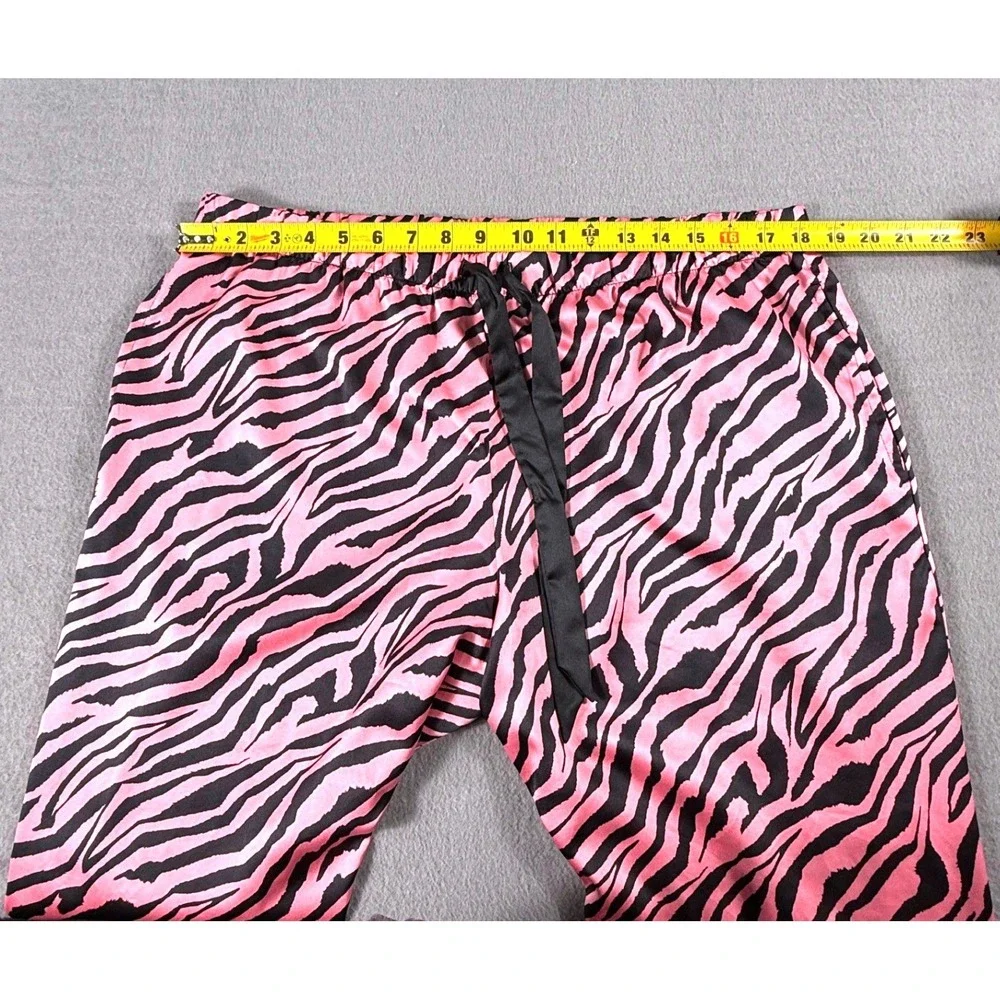 Victoria's Secret Zebra Print Pajama Set Pink Black Button Top Pants XL Comfort - Picture 10 of 12